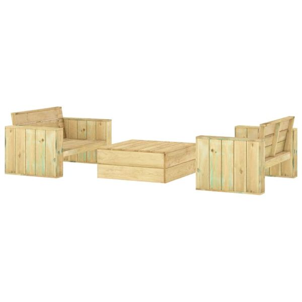 vidaXL Salon de jardin 3 pcs Bois massif de pin impr&eacute;gn&eacute;