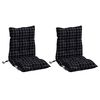 vidaXL Coussins de chaise &agrave; dossier bas lot de 2 motif &agrave; carreaux noir