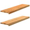 vidaXL Marches d'escalier 2 pcs marron clair 100x30x2 cm ch&ecirc;ne massif