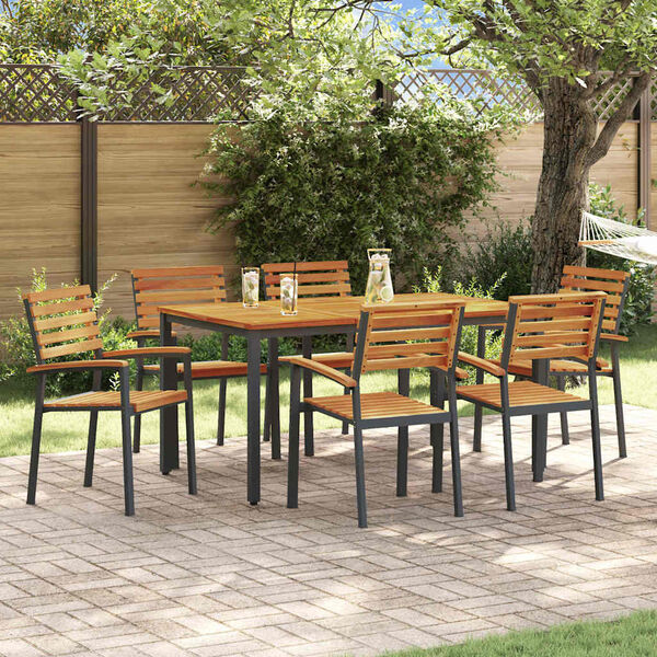 vidaXL Ensemble de salle &agrave; manger pour jardin 7 pcs Noir
