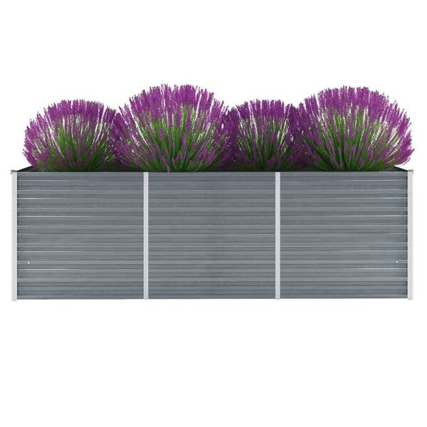 vidaXL Lit sur&eacute;lev&eacute; de jardin Acier galvanis&eacute; 240x80x77 cm Gris