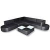 vidaXL Salon de jardin 8 pcs avec coussins r&eacute;sine tress&eacute;e noir