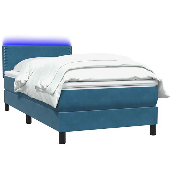vidaXL Sommier à lattes de lit et matelas bleu foncé 80x220 cm velours