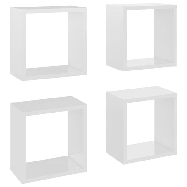 vidaXL &Eacute;tag&egrave;res cube murales 4 pcs Blanc brillant 26x15x26 cm