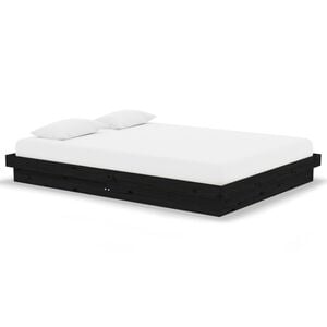 vidaXL Cadre de lit sans matelas noir bois massif 140x190 cm