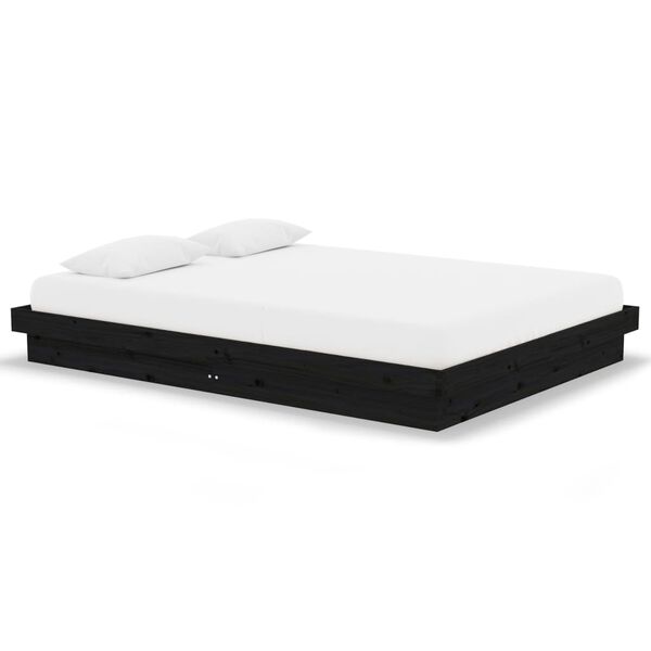 vidaXL Cadre de lit sans matelas noir bois massif 140x190 cm