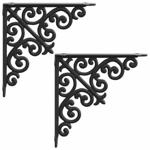 vidaXL Supports d'&eacute;tag&egrave;re murale 2 pc Noir 9,5 x 9,5 x 3 cm Acier