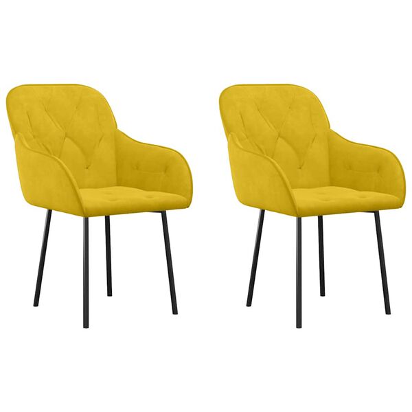 vidaXL Chaises &agrave; manger lot de 2 Jaune Velours
