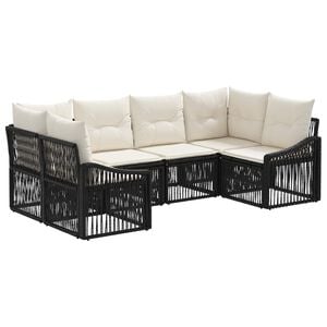 vidaXL Ensemble de canap&eacute; de jardin 6 pc 6-Nombre de places Noir
