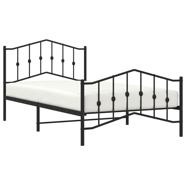 vidaXL Cadre de lit m&eacute;tal sans matelas avec pied de lit noir 107x203cm