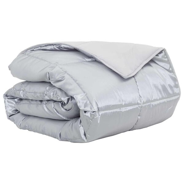 vidaXL Duvet d'&eacute;t&eacute; simple Argent&eacute; 220 x 260 cm Satin et Microfibre