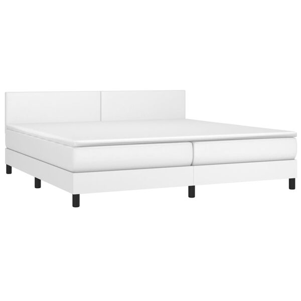 vidaXL Sommier à lattes de lit avec matelas Blanc 200x200cm Similicuir