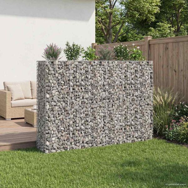 vidaXL Lit sur&eacute;lev&eacute; gabion 3 pcs Argent&eacute; 250 x 50 x 150 cm