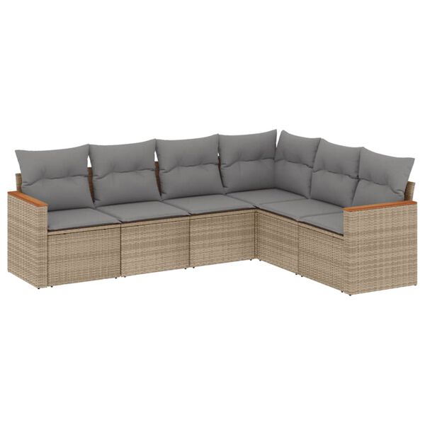 vidaXL Salon de jardin avec coussins 6 pcs beige r&eacute;sine tress&eacute;e