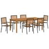 vidaXL Ensemble de salle &agrave; manger pour jardin 7 pc Noir