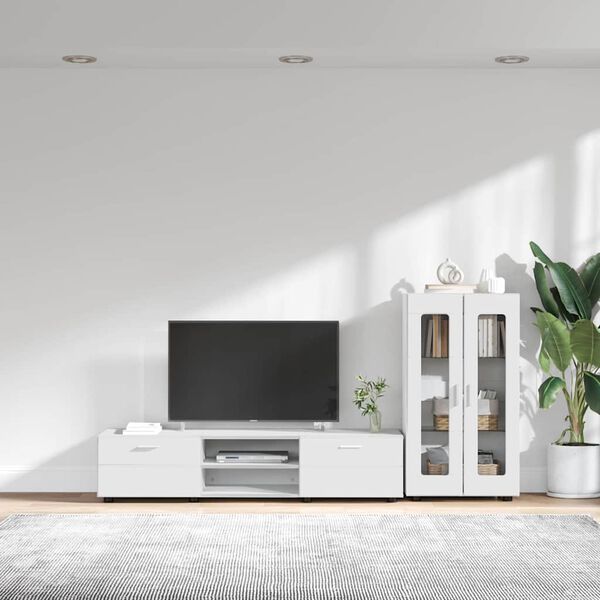 vidaXL Ensemble meuble TV avec tiroir FLORIN Blanc Bois d'ing&eacute;nierie