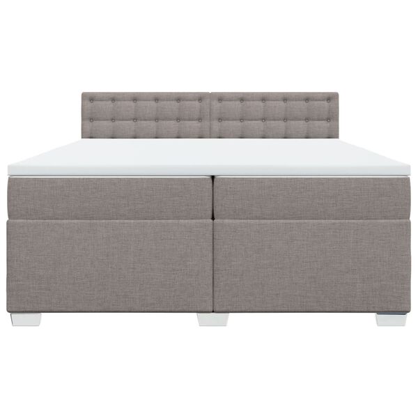 vidaXL Sommier &agrave; lattes de lit avec matelas Taupe 200x200 cm Tissu