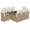 vidaXL Ensemble &agrave; manger de jardin et coussins 9 pcs beige Poly rotin