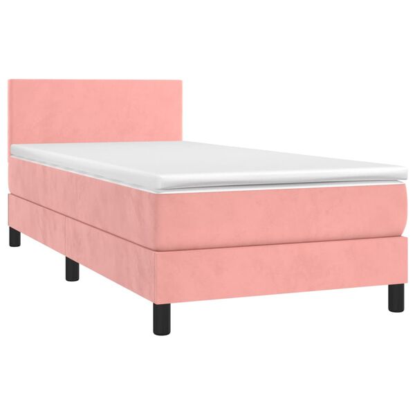 vidaXL Sommier &agrave; lattes de lit avec matelas LED Rose 90x190 cm Velours