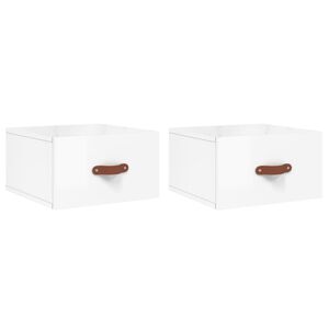vidaXL Tables de chevet murales 2 pcs blanc brillant 35x35x20 cm