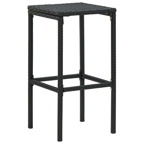 vidaXL Tabourets de bar avec coussins lot de 4 noir r&eacute;sine tress&eacute;e