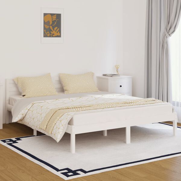 vidaXL Cadre de lit sans matelas bois de pin massif 160x200 cm blanc