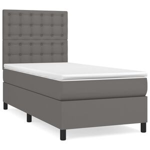 vidaXL Sommier &agrave; lattes de lit avec matelas Gris 90x200 cm Similicuir