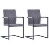 vidaXL Chaises &agrave; manger cantilever lot de 2 gris fonc&eacute; similicuir