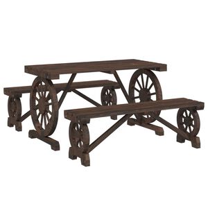 vidaXL Ensemble &agrave; manger de jardin 3 pcs bois de sapin massif