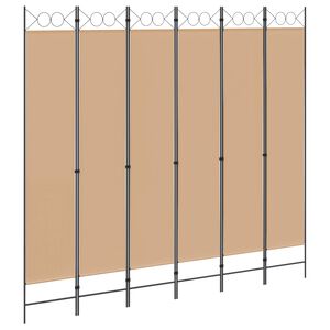 vidaXL Paravent &agrave; 6 panneaux Beige 240 x 220 cm Tissu