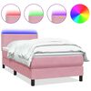 vidaXL Sommier &agrave; lattes de lit avec matelas et LED rose 120x220 cm velours