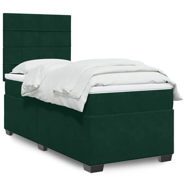 vidaXL Sommier &agrave; lattes de lit et matelas Vert fonc&eacute; 80x200 cm Velours