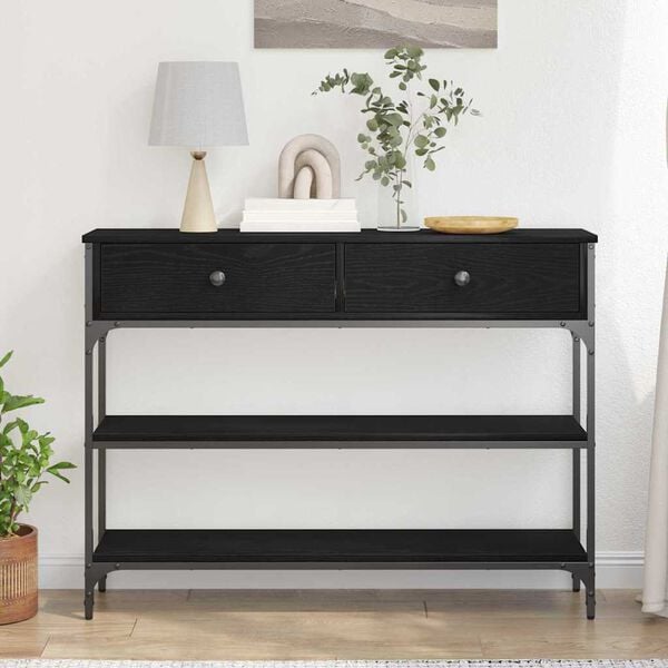 vidaXL Table console Ch&ecirc;ne noir 72,5 x 25 x 75 cm Bois d'ing&eacute;nierie