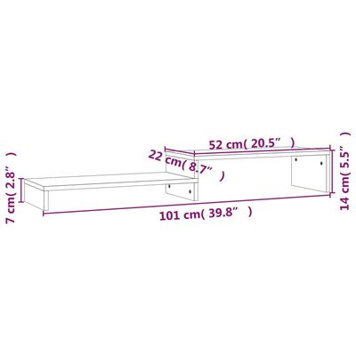 vidaXL Support de moniteur Blanc (52-101)x22x14 cm Bois de pin solide