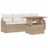 vidaXL Ensemble de canap&eacute; de jardin 5 pc Beige et cr&egrave;me polyrotin