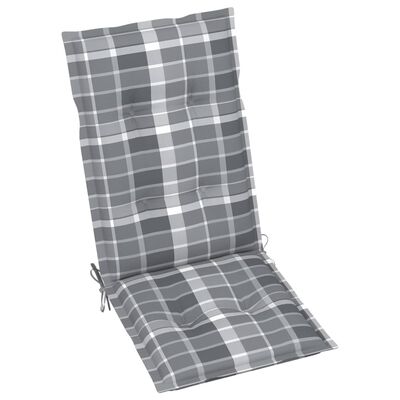 vidaXL Chaises de jardin 2 pcs avec coussins à carreaux gris Teck