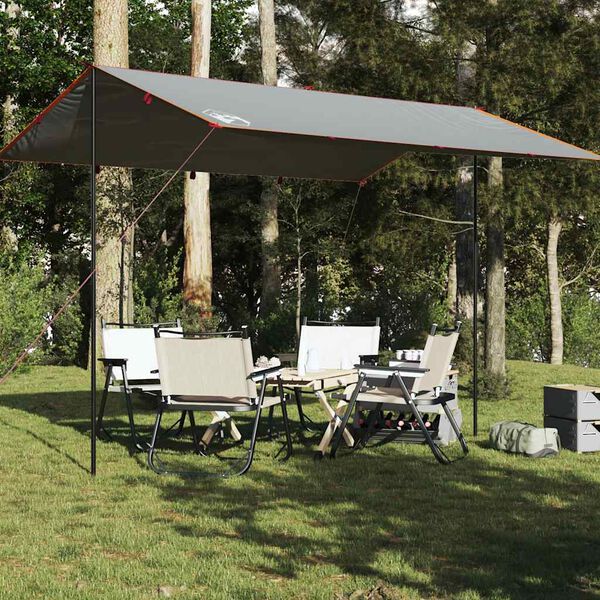vidaXL B&acirc;che de camping gris et orange 400x294 cm imperm&eacute;able