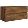 vidaXL Armoire de lavabo Ch&ecirc;ne fum&eacute; 90x38,5x45 cm Bois d'ing&eacute;nierie
