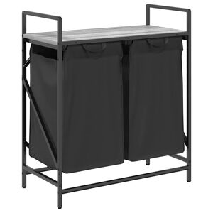 vidaXL Panier &agrave; linge 2 compartiments avec &eacute;tag&egrave;re Gris Sonoma