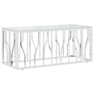 vidaXL Table basse 110x45x45 cm acier inoxydable et verre