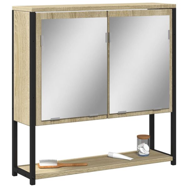 vidaXL Armoire de salle de bain &agrave; miroir ch&ecirc;ne sonoma bois ing&eacute;nierie