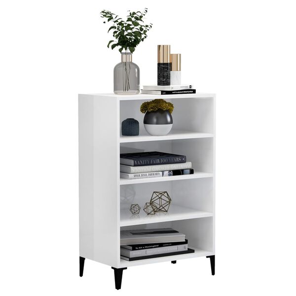 vidaXL Buffet Blanc brillant 57x35x90 cm Agglom&eacute;r&eacute;