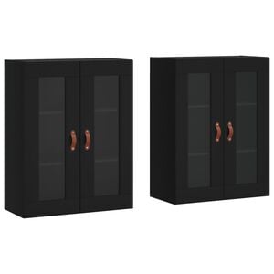 vidaXL Armoires murales 2 pcs noir bois d'ing&eacute;nierie