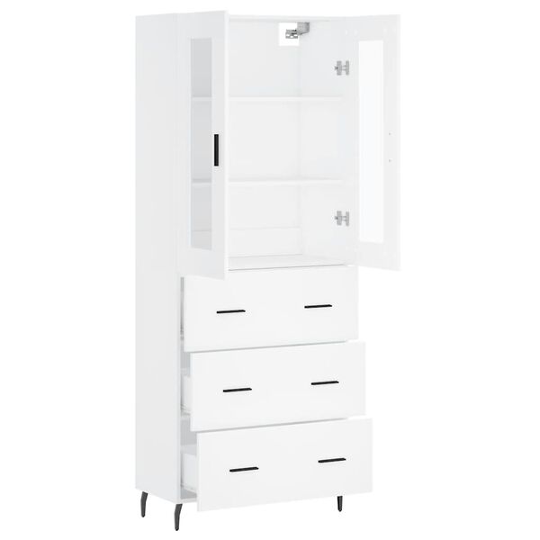 vidaXL Buffet haut Blanc 69,5x34x180 cm Bois d'ing&eacute;nierie
