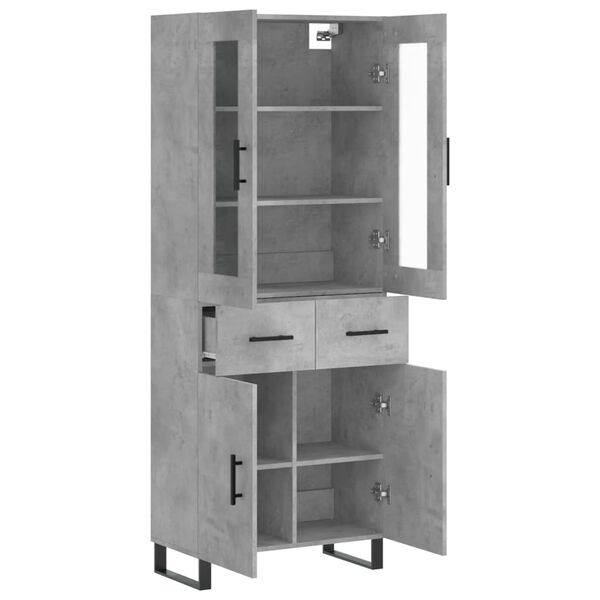 vidaXL Buffet haut Gris b&eacute;ton 69,5x34x180 cm Bois d'ing&eacute;nierie