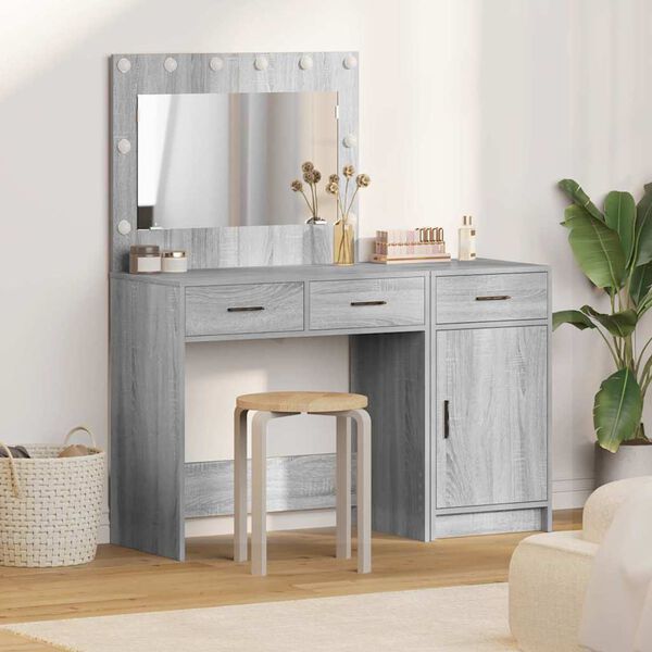 vidaXL Table de Toilette 2 pcs Gris 40 x 41 x 75 cm Bois d'ing&eacute;nierie