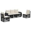vidaXL Ensemble de canap&eacute; de jardin 5 pcs Noir et blanc cr&egrave;me