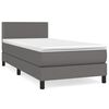 vidaXL Sommier &agrave; lattes de lit avec matelas Gris 90x200 cm Similicuir