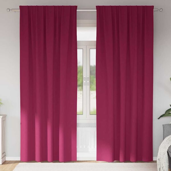 vidaXL Rideaux occultants avec anneaux 2 pcs Bordeaux 225 x 140 cm