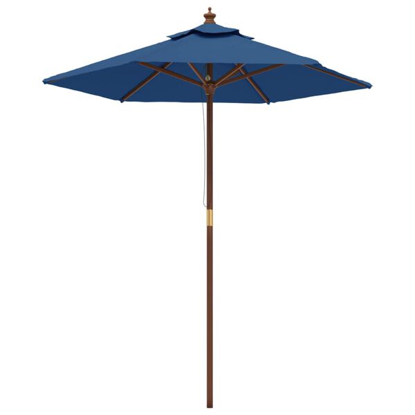 vidaXL Parasol de jardin avec m&acirc;t en bois bleu azur&eacute; 196x231 cm